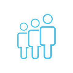 Group of three people or group of users, friends flat and linear vector icon for apps and websites.