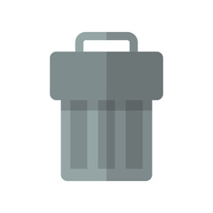 Trash can flat icon on isolated white transparent background.	