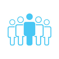Group of five people or group of users standing flat vector icon for apps and websites.
