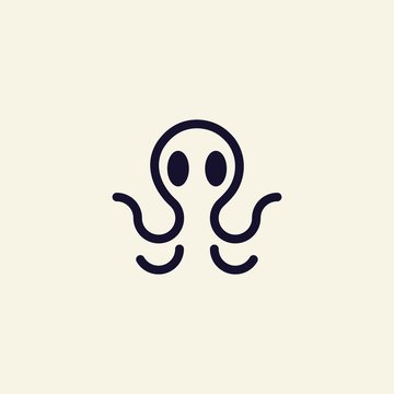 Octopus Line  Animal Underwater Illustration Icon Logo Design Template Element Vector