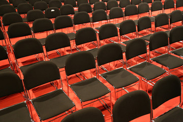 Fototapeta premium Free chairs in row in an empty auditorium