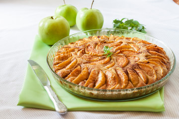 Apple pie with cinnamon and ground almonds