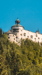 Fototapeta na wymiar Smartphone HD wallpaper of beautiful alpine view with Castle Hohenwerfen - Salzburg - Austria