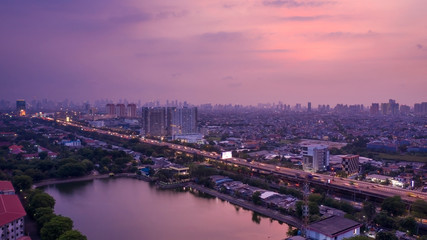 Fototapeta premium Beautiful Jakarta cityscape at dusk time