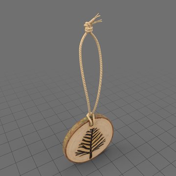 Wood holiday ornament with tree 1