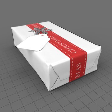 Present with Merry Christmas ribbon