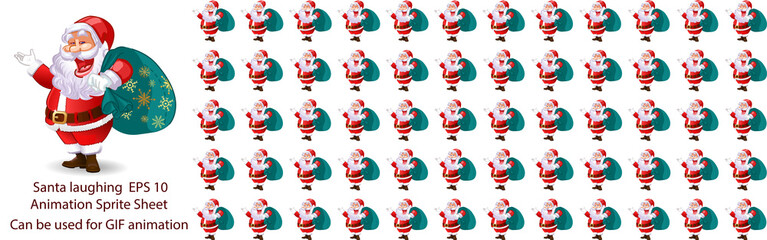 Christmas Santa Laughing and wishing animation sprite sheet, Can be used for GIF animation