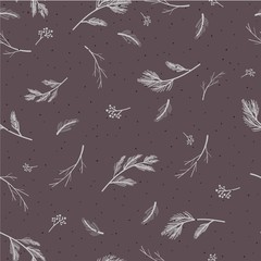 Winter seamless pattern. White graphic branches. Wrapping paper design template. Nature wallpaper. Vector.