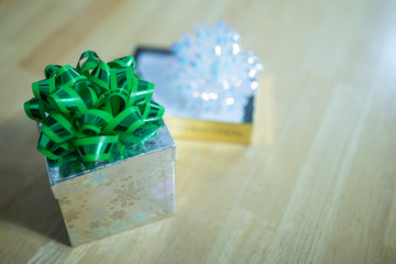gift box on wood floor
