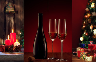 merry christmas and new year theme collage composed of different images