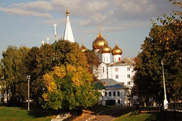 Architecture of Yaroslavl town, Russia. Assumption orthodox church.