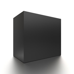 Black horizontal blank box from front side angle. 3D illustration isolated on white background.