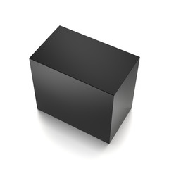 Black horizontal blank box from front top side far angle. 3D illustration isolated on white background.