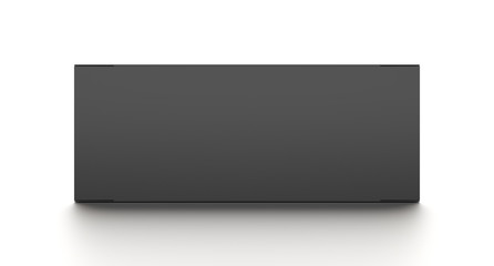 Black horizontal blank box from front angle. 3D illustration isolated on white background.