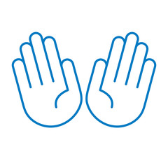Hände offen, zehn Finger - Icon, Piktogramm, grafisches Element - blau