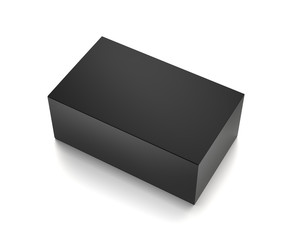 Black horizontal blank box from front top side far angle. 3D illustration isolated on white background.