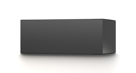 Black horizontal blank box from front far angle. 3D illustration isolated on white background.