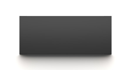 Black horizontal blank box from front angle. 3D illustration isolated on white background.