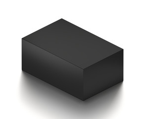 Black horizontal blank box from isometric angle. 3D illustration isolated on white background.