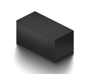 Black horizontal blank box from isometric angle. 3D illustration isolated on white background.