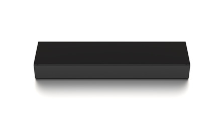Black long horizontal thin blank box from front top angle. 3D illustration isolated on white background.