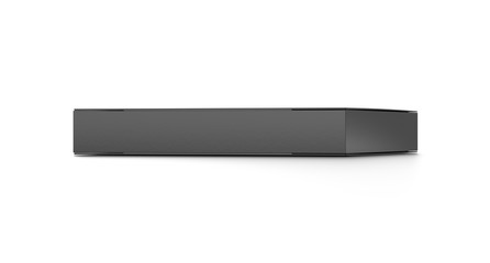 Black horizontal thin blank box from front far angle. 3D illustration isolated on white background.