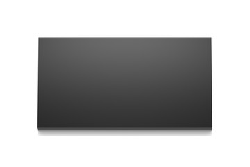 Black horizontal thin blank box from top far angle. 3D illustration isolated on white background.