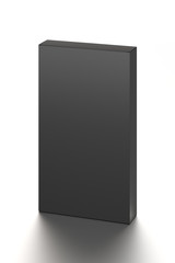 Black horizontal blank box from front top far angle. 3D illustration isolated on white background.