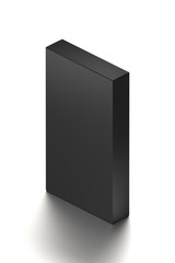 Black horizontal blank box from isometric angle. 3D illustration isolated on white background.