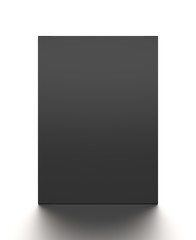 Black horizontal blank box from front angle. 3D illustration isolated on white background.