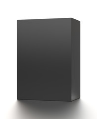 Black vertical blank box from front far angle. 3D illustration isolated on white background.