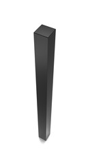 Black long vertical blank box from front top side far angle. 3D illustration isolated on white background.