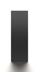 Black vertical blank box from front angle. 3D illustration isolated on white background.