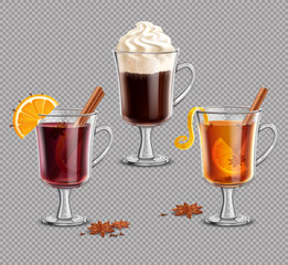 Mulled Wine, Grog, Irish Coffee on Transparent Background
