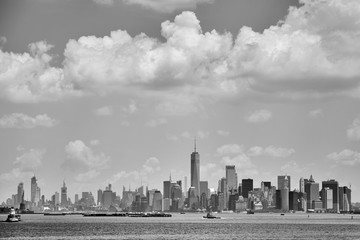 Fototapeta premium Black and white panoramic picture of New York City, USA.