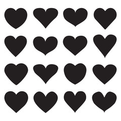 Set of different shape heart icons for design