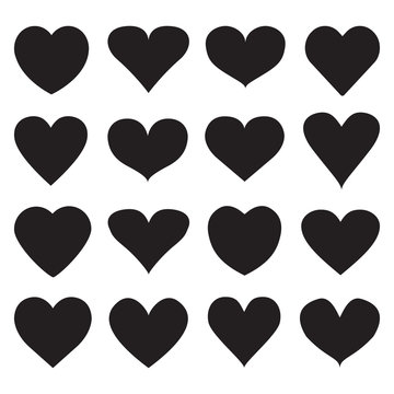 Set of different shape heart icons for design