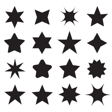 Set of different shape stars icons for design