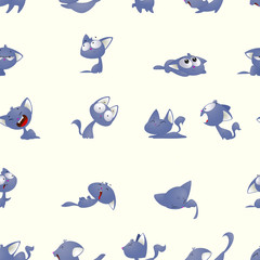 Seamless pattern with cartoon cats
