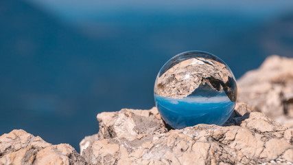 Crystal ball alpine landscape shot at the Kathrin summit - Bad Ischl - Salzburg - Austria