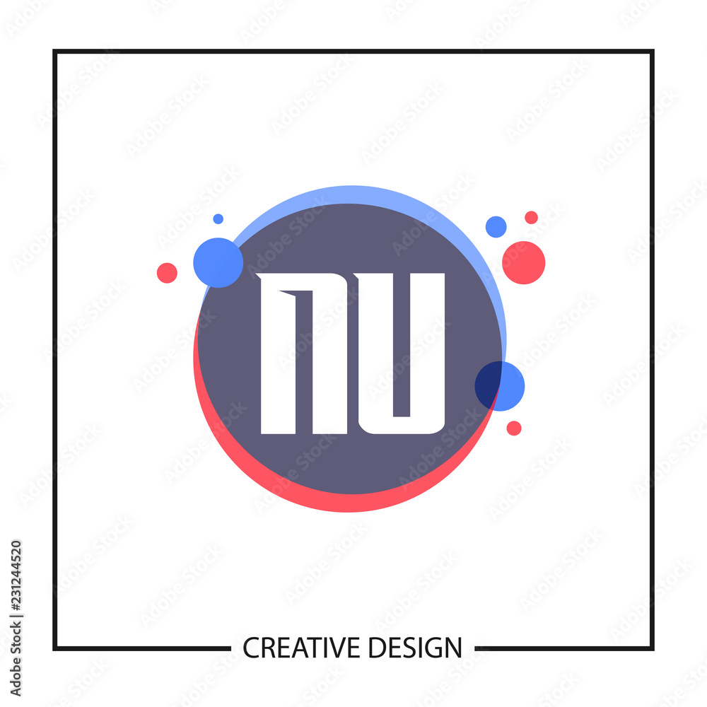 Wall mural initial letter nu logo template design vector illustration