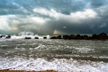 sea and black sky