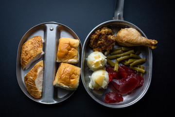 Thanksgiving dinner in a military mess kit