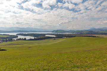 Landscape with Liptovska Mara lake close to Liptovsky Trnovec, Slovakia.