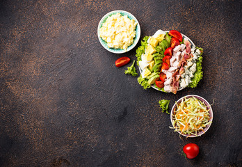 Set of traditional American salads. 