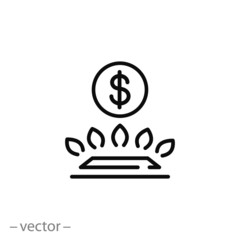 gas cost icon, burner stove linear sign on white background - editable vector illustration eps10