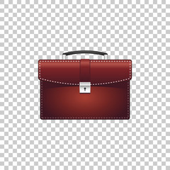 Realistic Briefcase red for business isolated object on transparent background. Business case sign. Vector Illustration