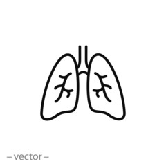 lungs icon, breath linear sign on white background - editable vector illustration eps10