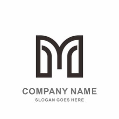 Monogram Letter M Geometric Square Architecture Interior Construction Business Company Stock Vector Logo Design Template
