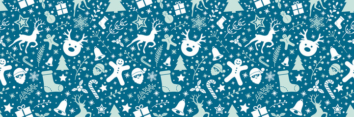Concept of Christmas wrapping paper with seamless texture. Vector